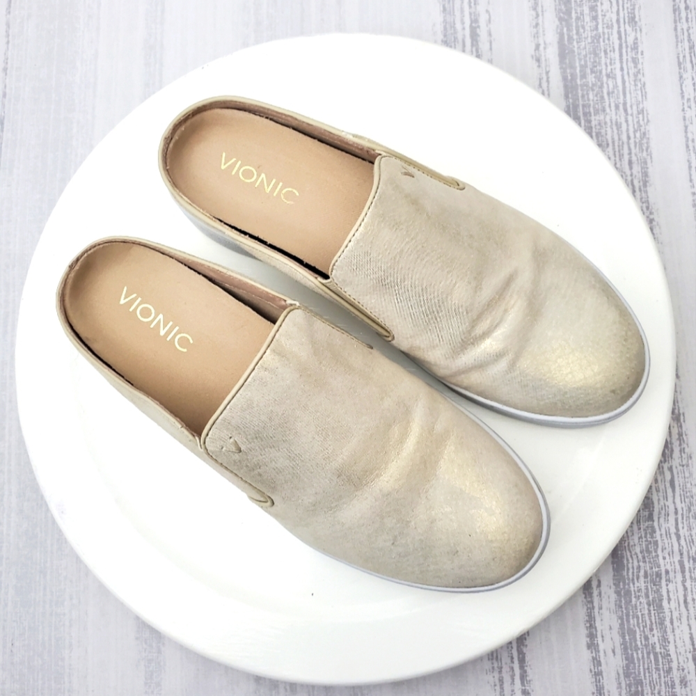 VIONIC Womens Dakota Light Gold Slip On Clog Sneaker Mule Size 8.5 - Picture 13 of 15